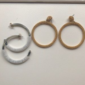 Set of 2 J.Crew Hoop statement earrings